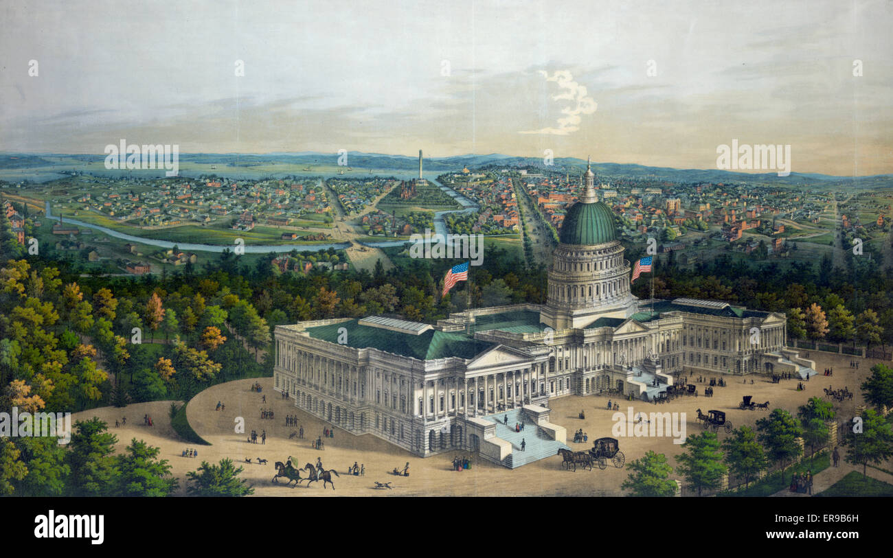 Vista aerea di Washington DC e del Capitol Building Foto Stock