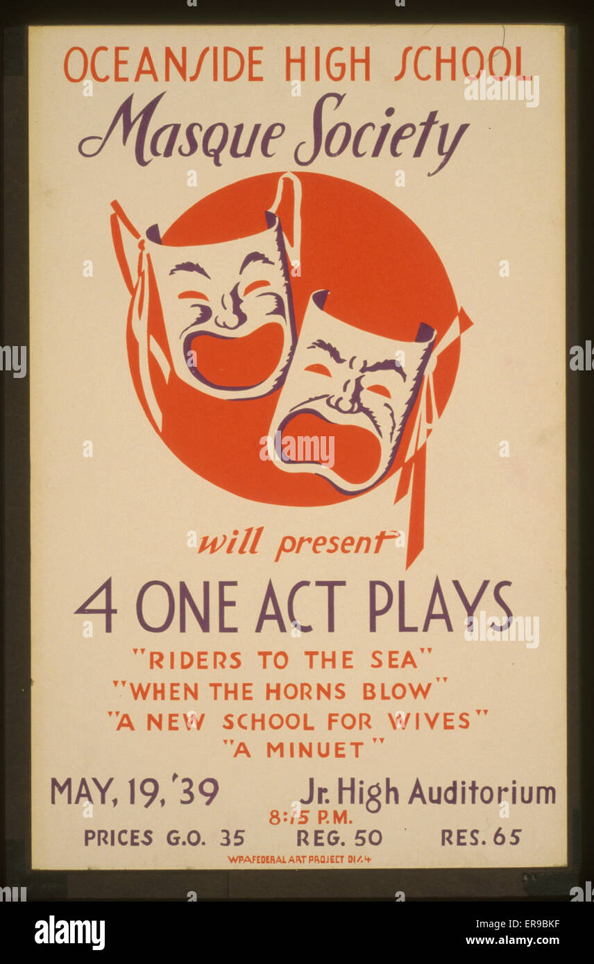 Oceanside High School Masque Society presenterà 4 atto unico Foto Stock