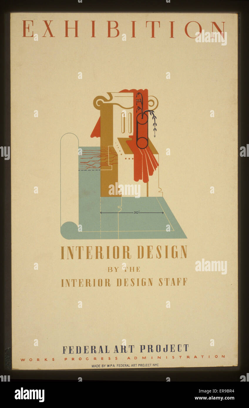 Exhibition Design di interni dal design interno personale, Progetto federale di arte, opere corso Amministrazione. Poster per il progetto federale di arte mostra di design di interni. Data compresa tra 1936 e 1941. Foto Stock