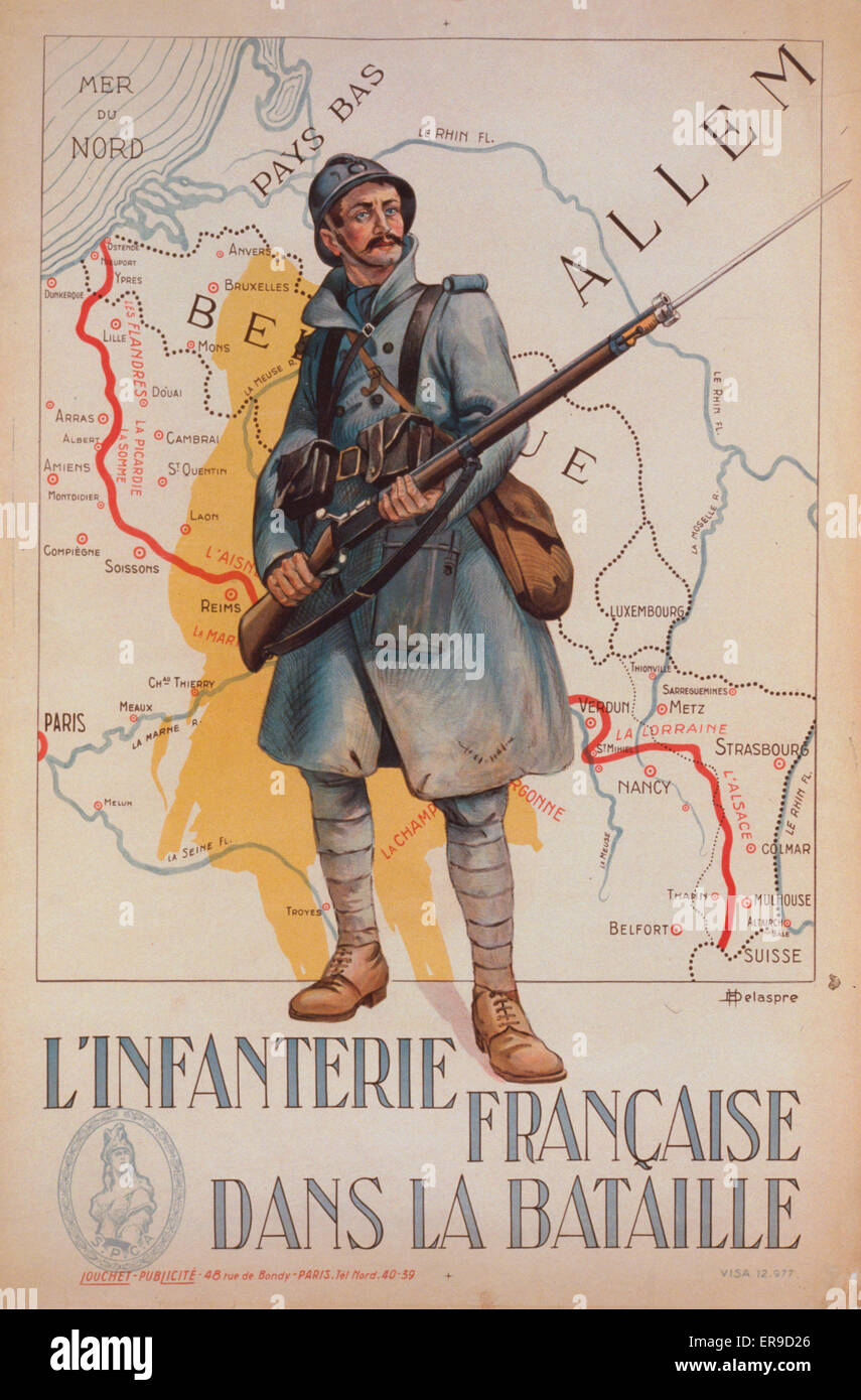 L'infanterie francaise dans la bataille Foto Stock