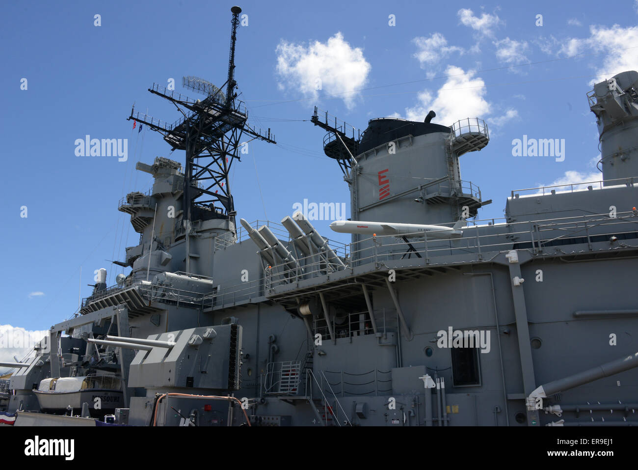La USS Missouri (BB-63), la Nave da Battaglia Missouri Memorial; Hawaii Foto Stock