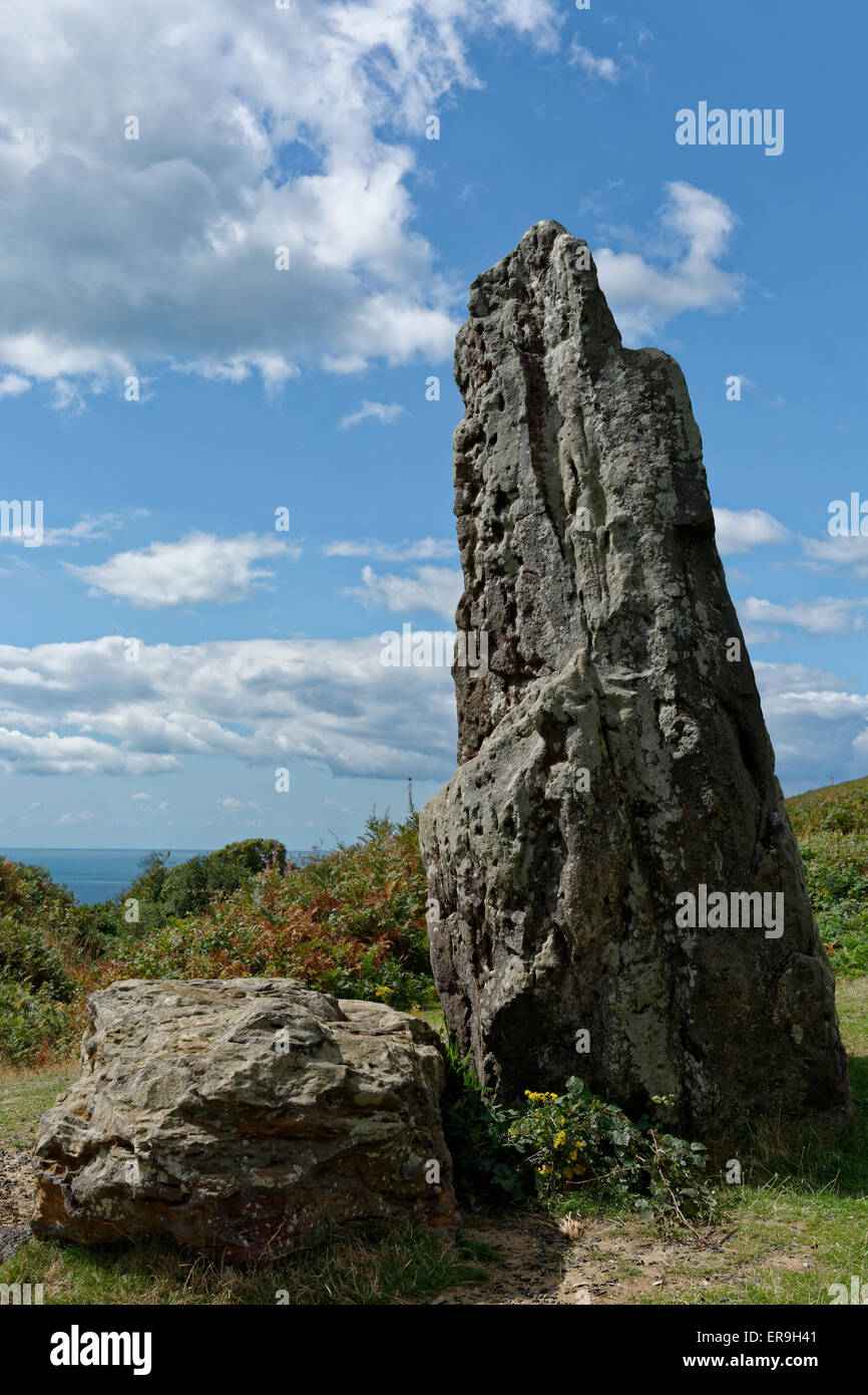 The Long Stone, Megalitic Monument, Mottistone, Isle of Wight, Inghilterra, Regno Unito, GB. Foto Stock