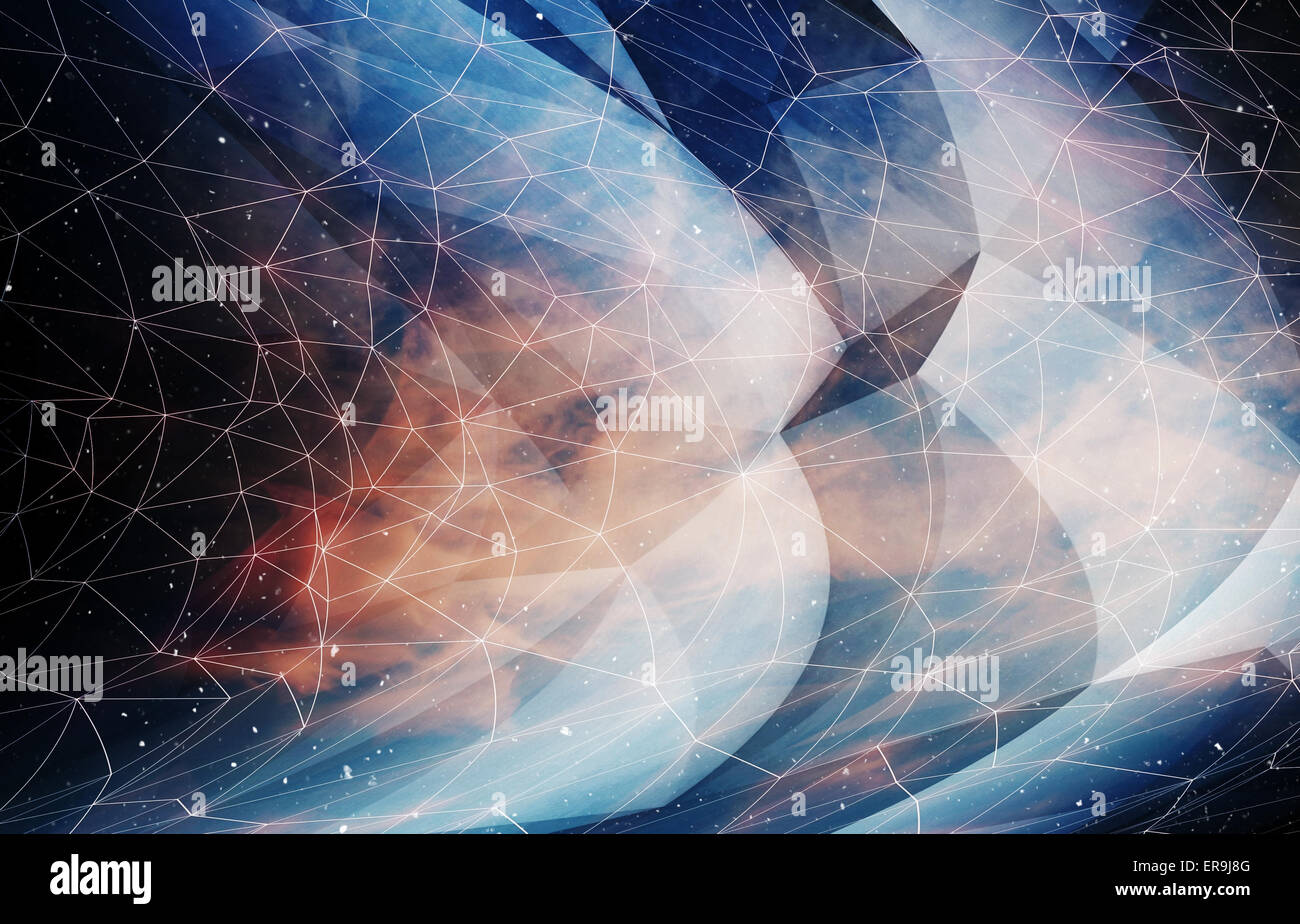 Abstract lo spazio digitale 3D texture di sfondo con filo-maglia di telaio Foto Stock