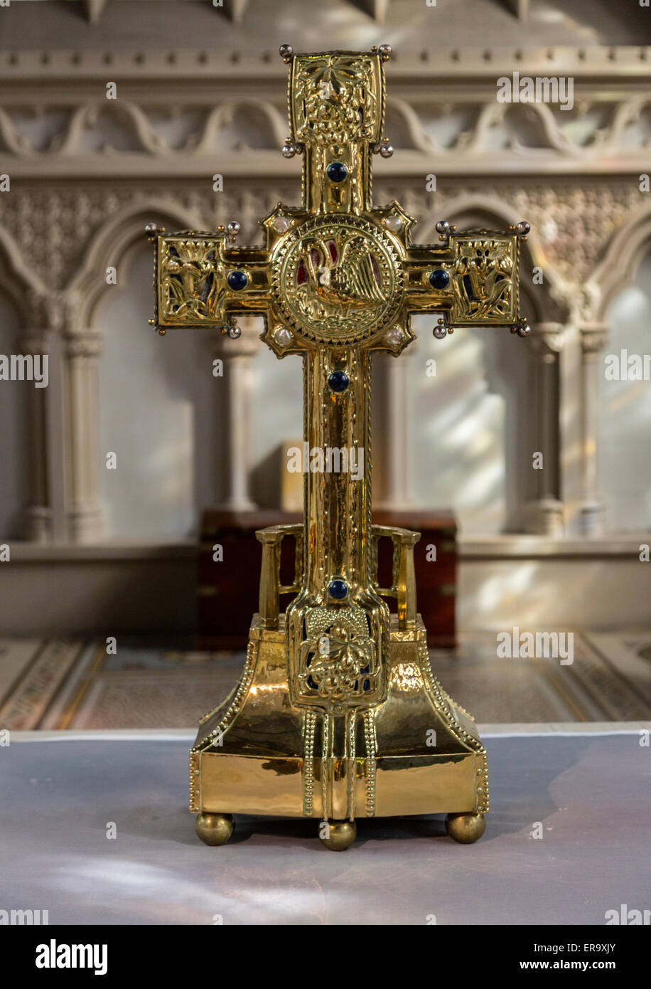 Regno Unito, Inghilterra, Cambridge. Cappella Corpus Christi Altare Croce. Foto Stock