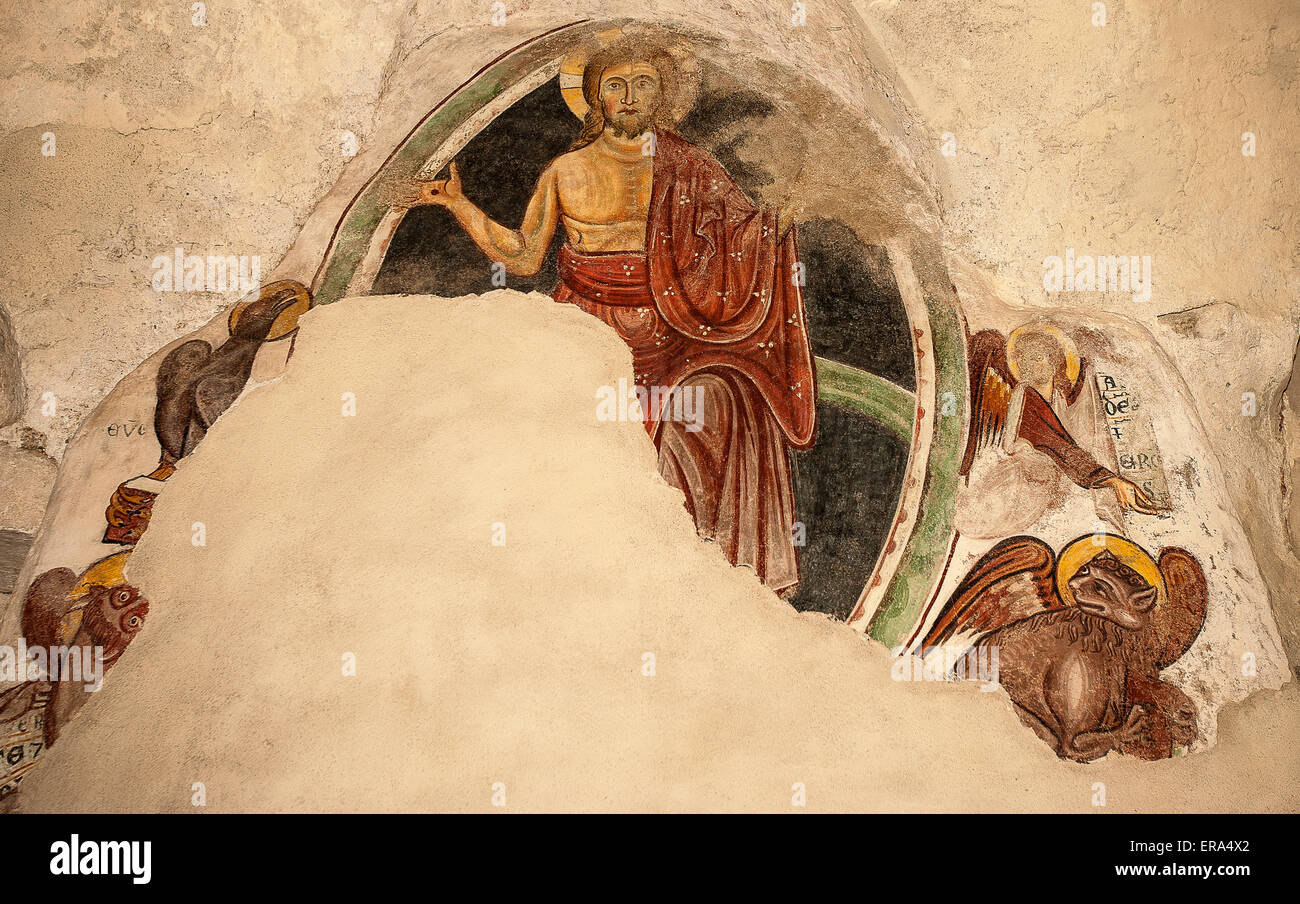 Italia Piemonte Canavese Via Francigena Duomo di Ivrea affresco di Gesù Cristo Foto Stock