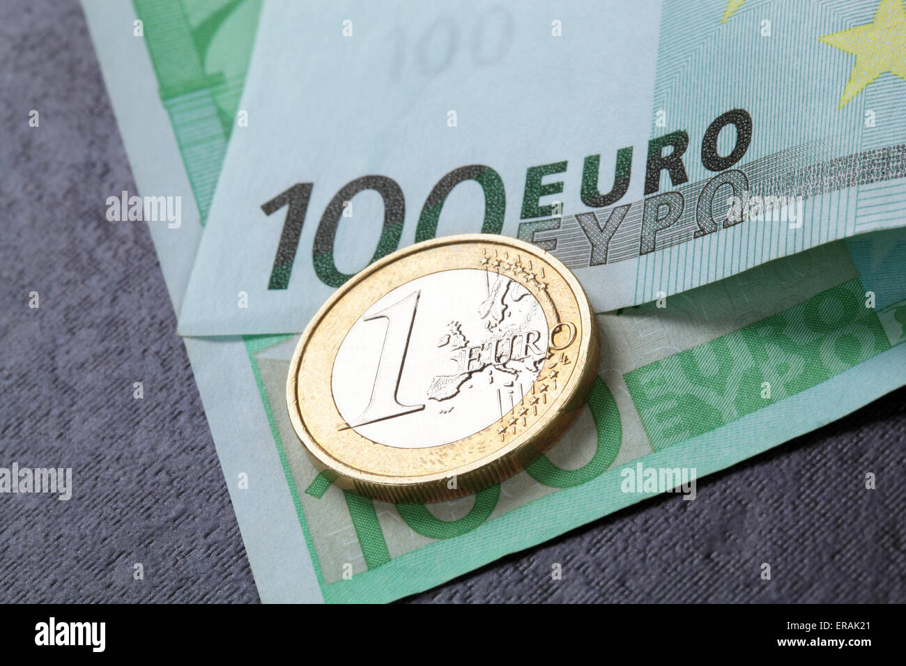 Un Euro monete e banconote Foto Stock