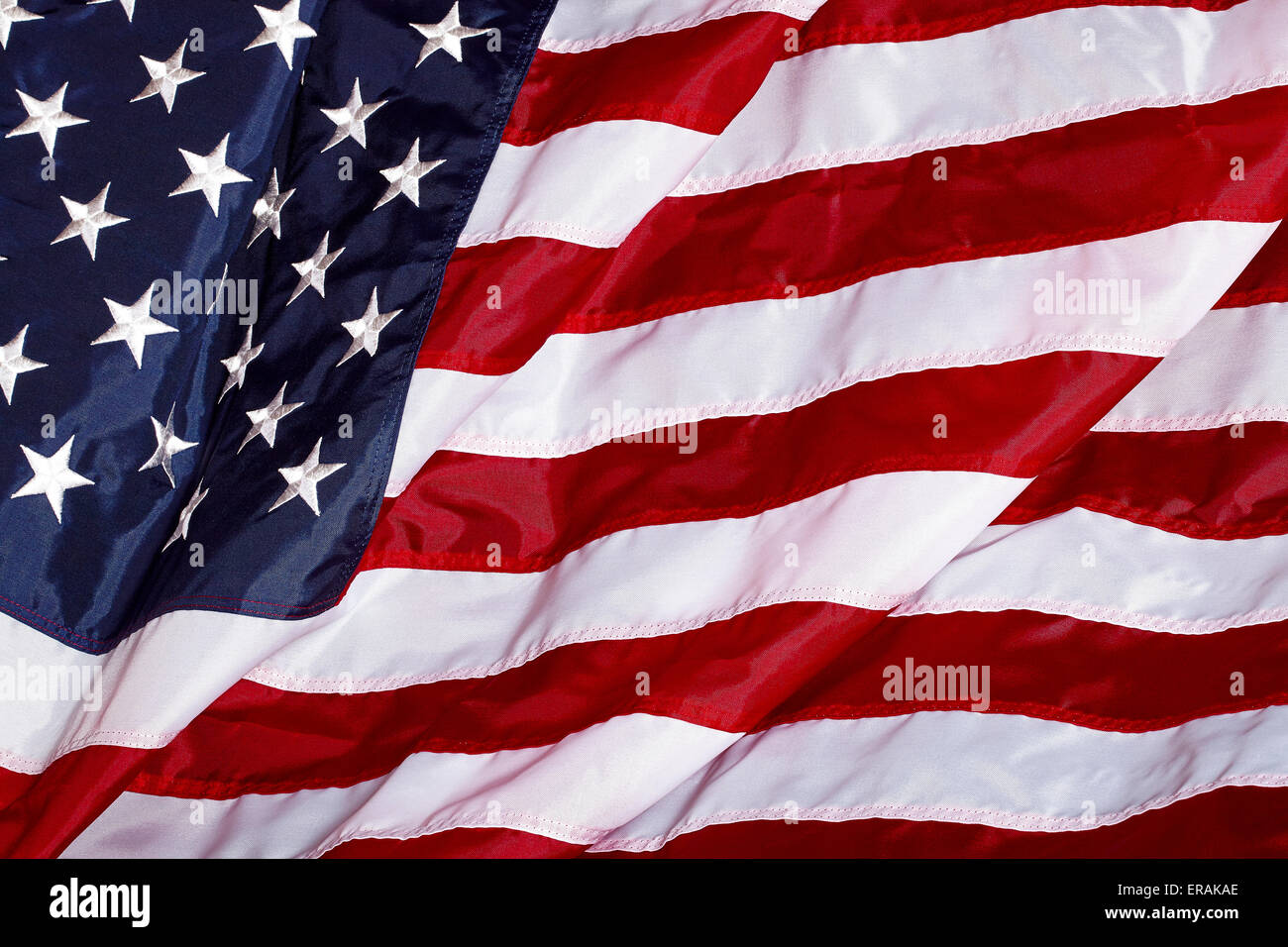 Stati Uniti d'America bandiera degli Stati Uniti Made In USA sventolare nel vento Foto Stock