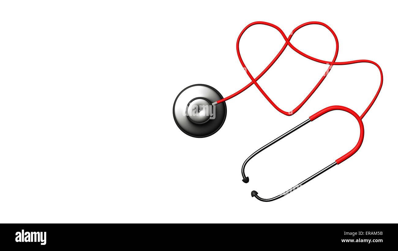 Vista ravvicinata di stetoscopio grigio sul retro bianco per adv o altri usi Foto Stock