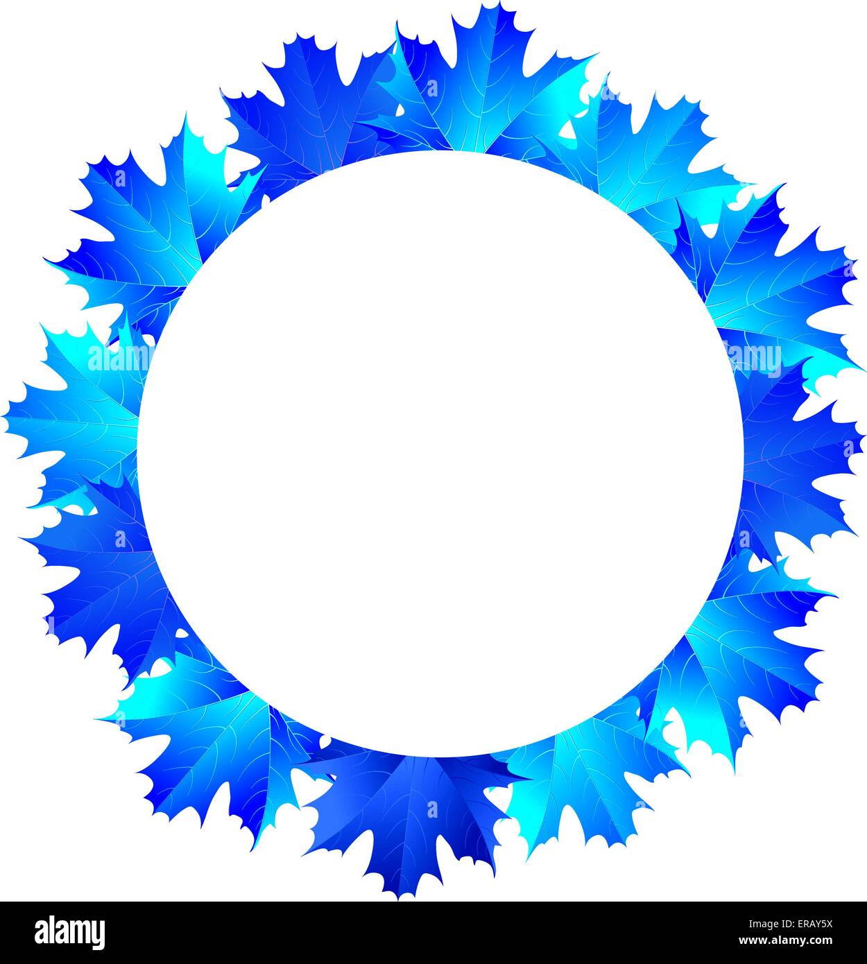 Cornice rotonda di blu e di foglie di acero Illustrazione Vettoriale