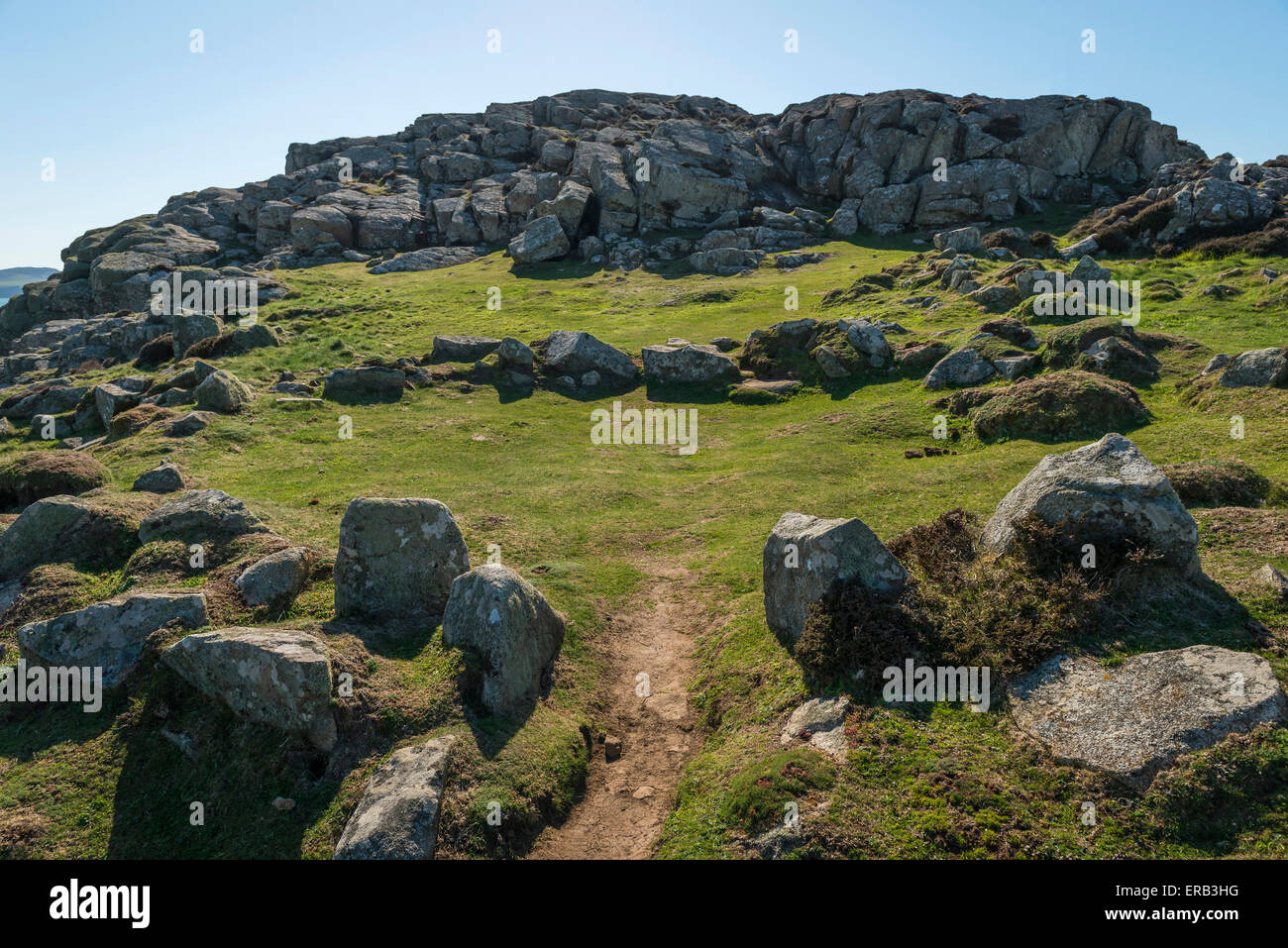 Età del ferro e resti di San Davide insediamento di testa in Pembrokeshire, Galles Foto Stock