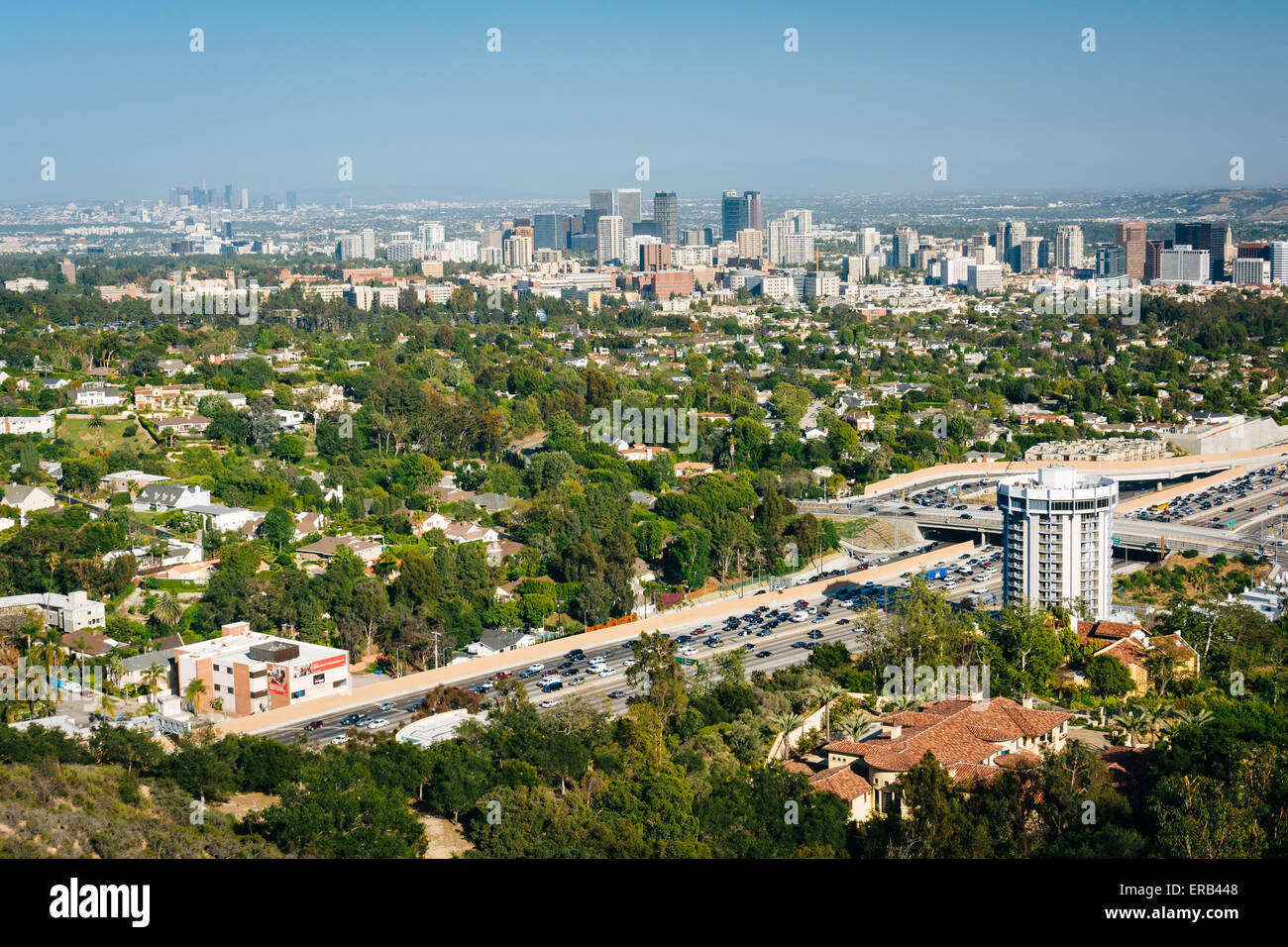 Vista di Los Angeles da Brentwood, California. Foto Stock