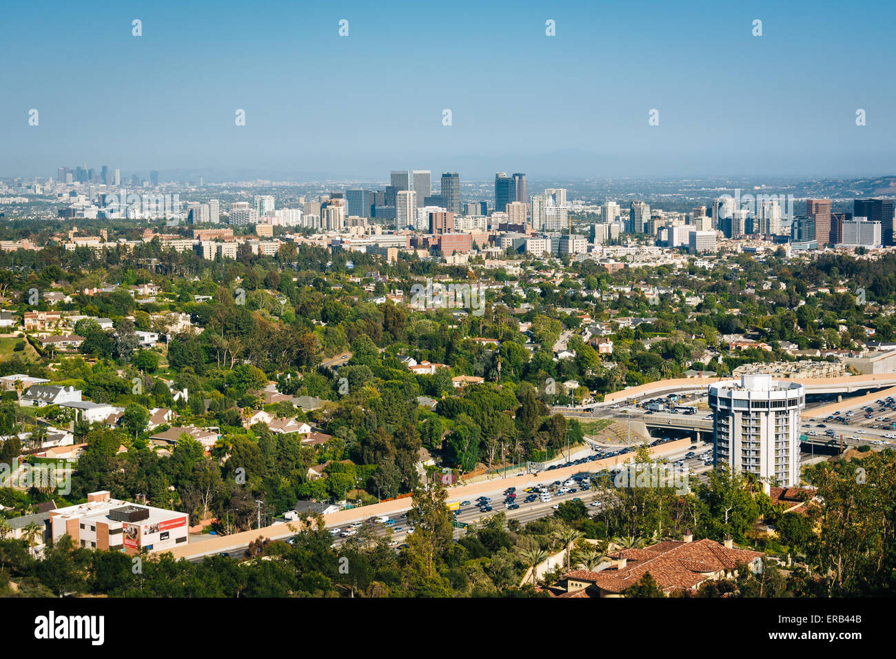 Vista di Los Angeles da Brentwood, California. Foto Stock