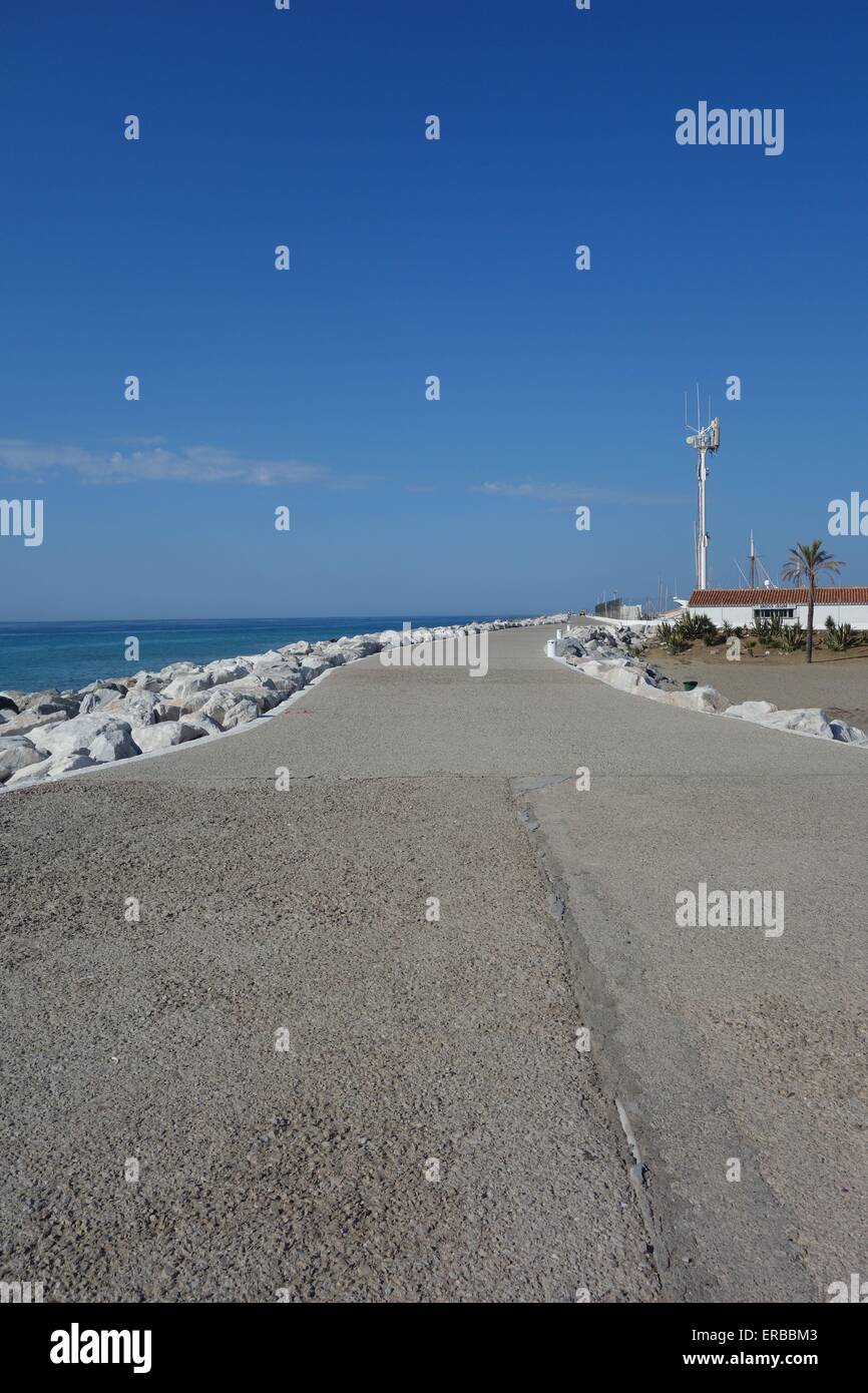 Pier, Puerto Banus a Marbella, Costa del Sol, Spagna Foto Stock