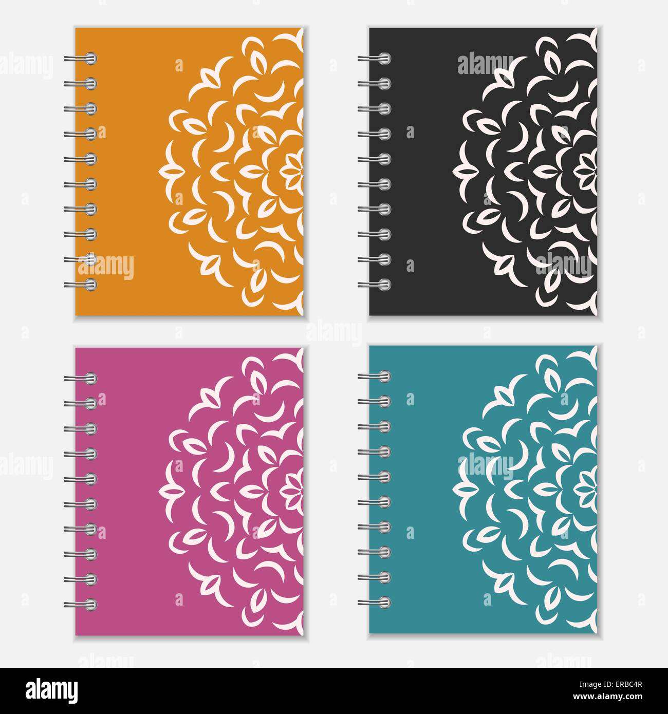 Serie di notebook colorato di coperchi con design floreale Illustrazione Vettoriale