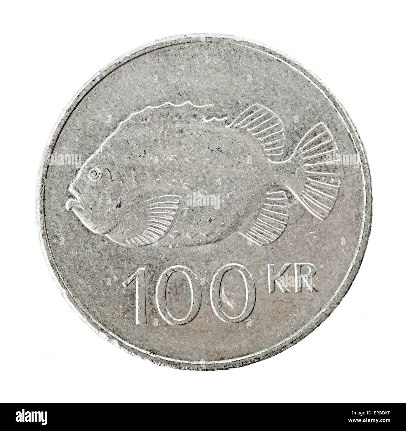 Islandese 100 krona coin Foto Stock