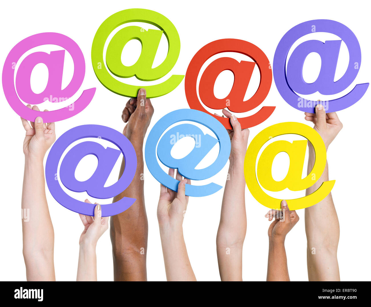 Multi-etnico gruppo di persone azienda simbolo @. Foto Stock