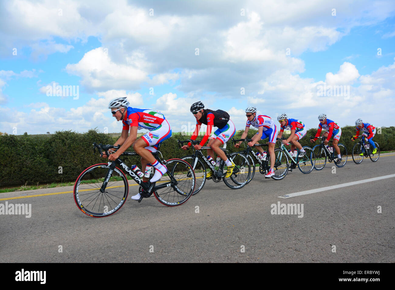 In bicicletta i piloti del team Foto Stock