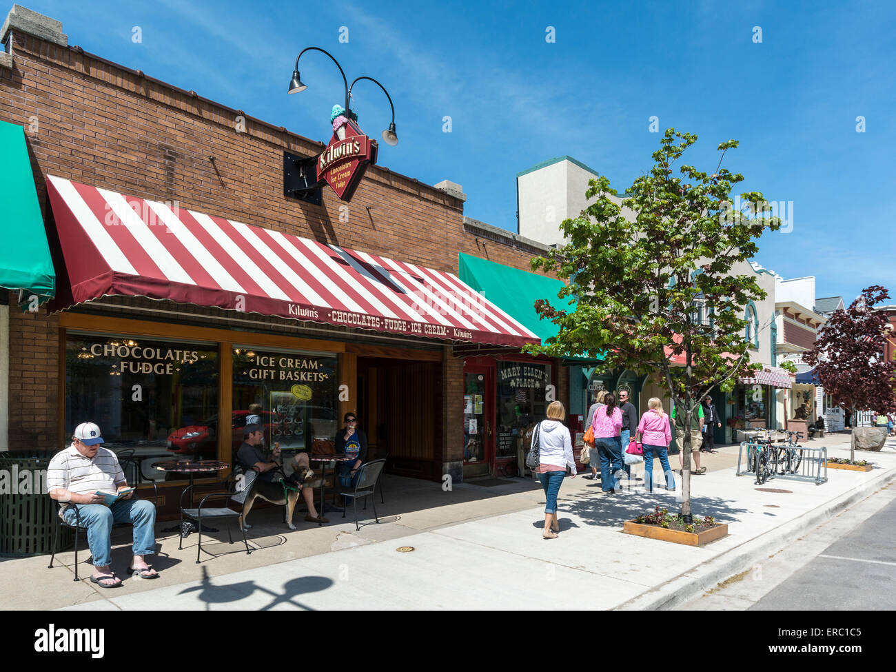 Michigan, Harbor Springs, downtown, Kilwin, fudge, gelato, negozio di cioccolato Foto Stock