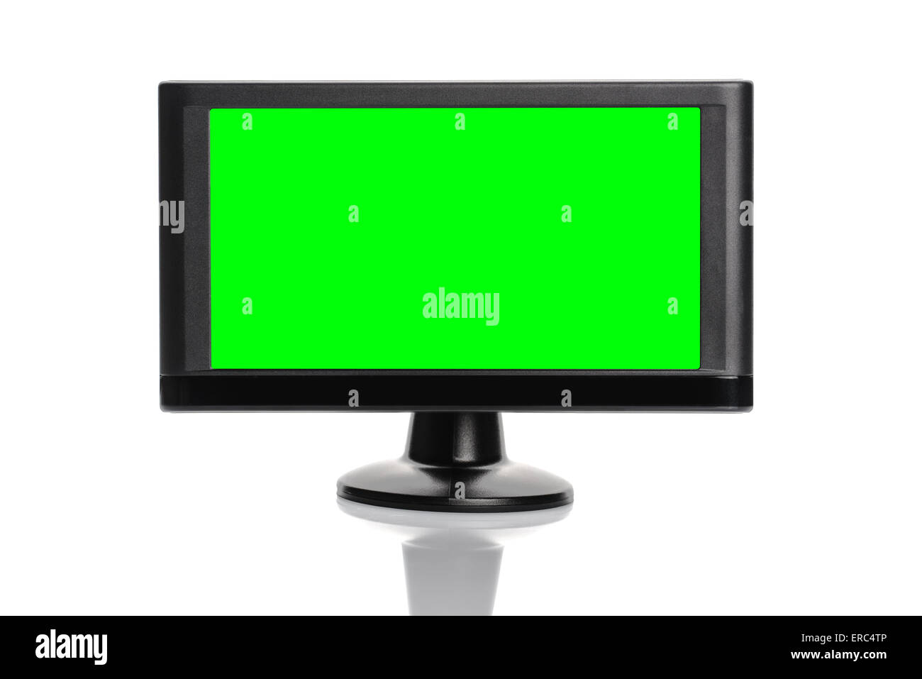 Di navigazione GPS per auto dispositivo con schermo verde come copia di spazio isolato su sfondo bianco Foto Stock