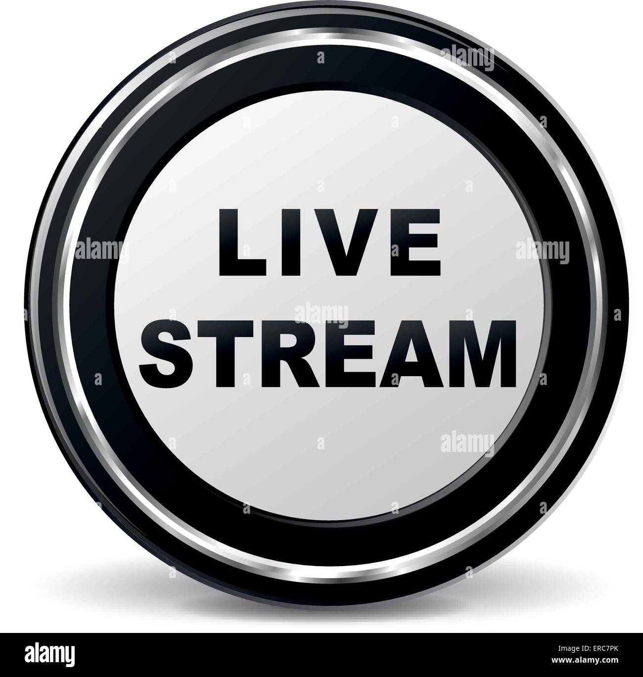 Illustrazione Vettoriale di nero e di chrome live stream icona Illustrazione Vettoriale