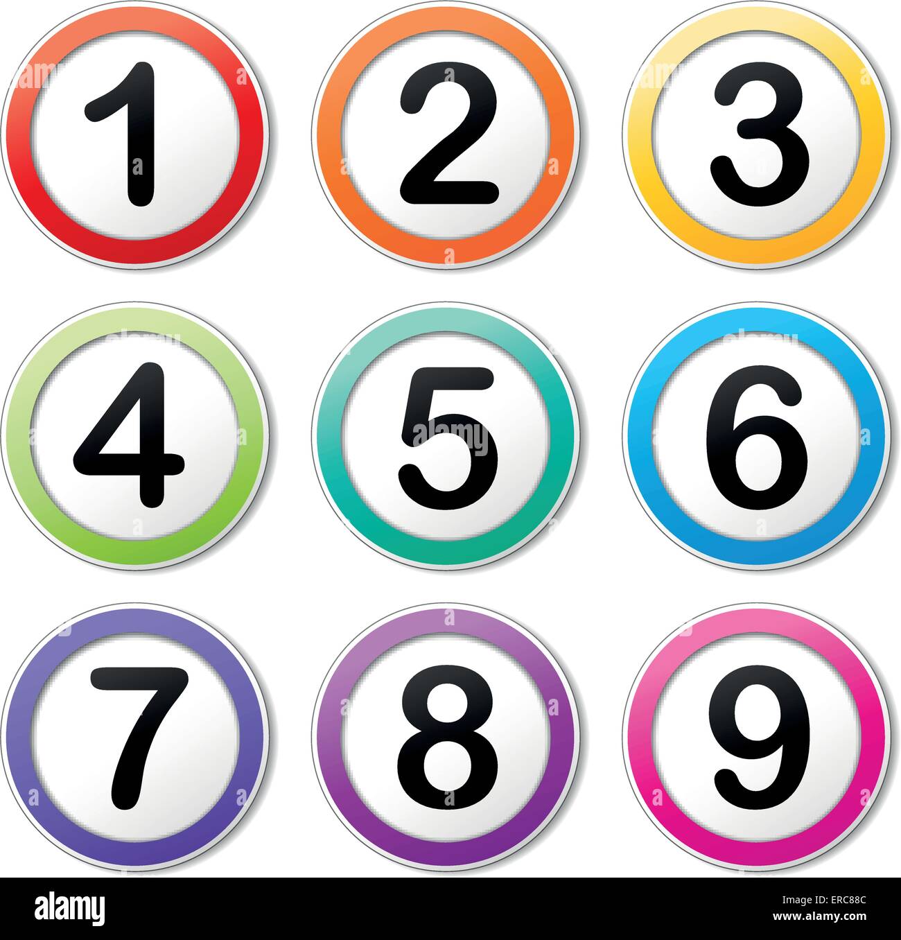 Illustrazione di vettore di numeri colorati icona di impostazione Illustrazione Vettoriale