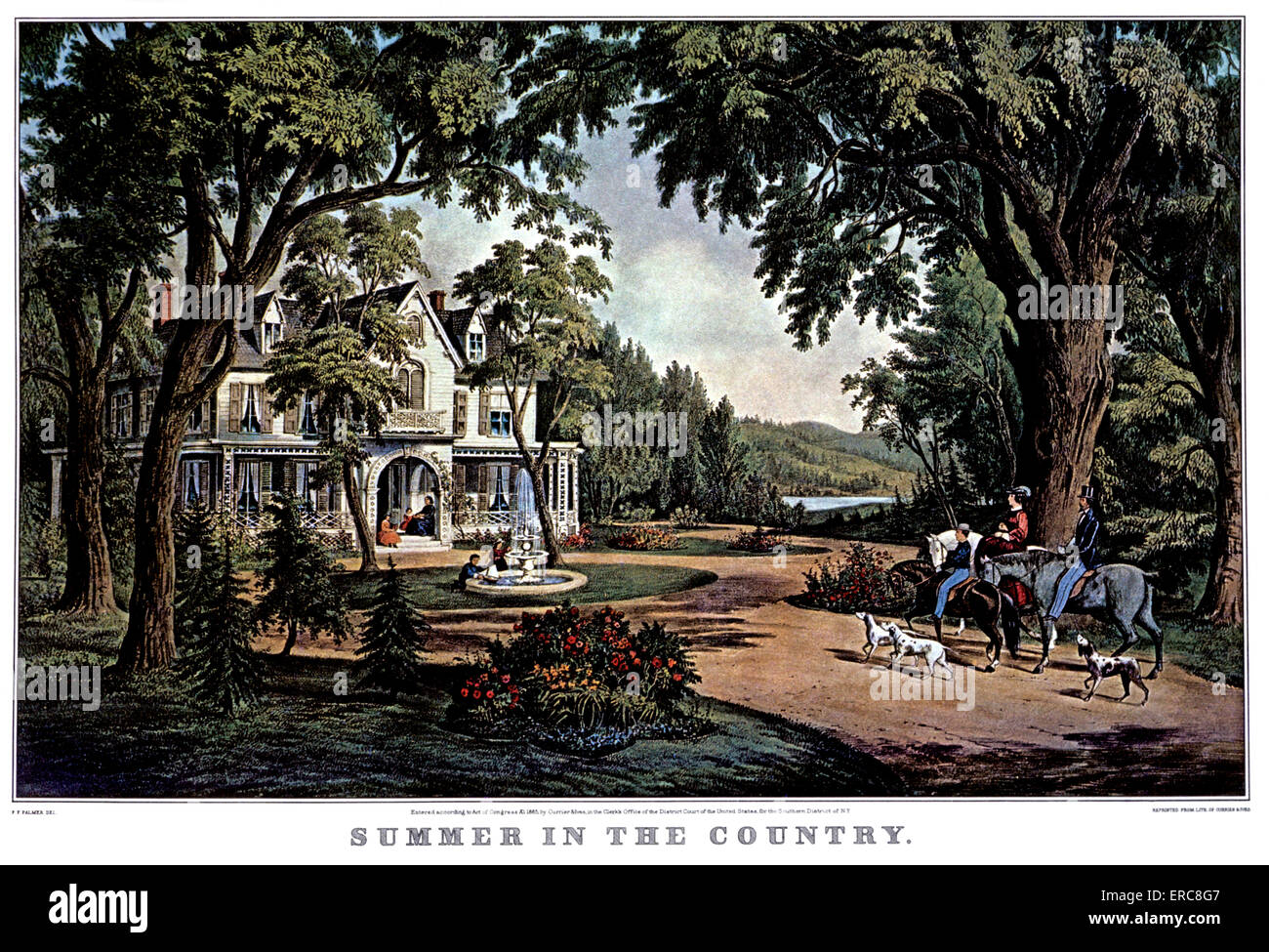 1850s ESTATE NEL PAESE - CURRIER & IVES LITOGRAFIA - 1855 Foto Stock