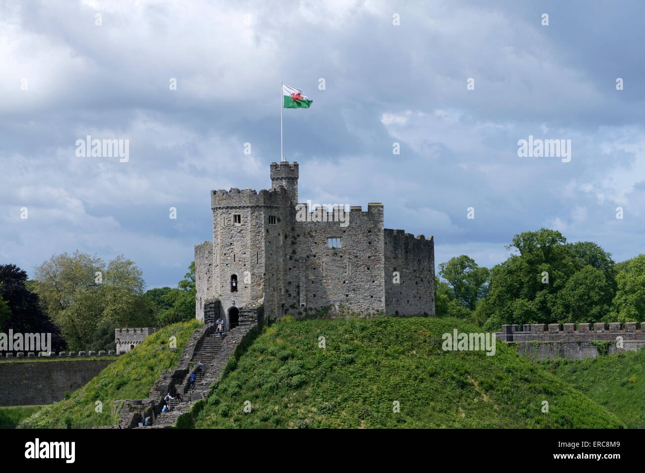 Norman tenere, Castello di Cardiff, Cardiff, Glamorgan, Wales, Regno Unito. Foto Stock