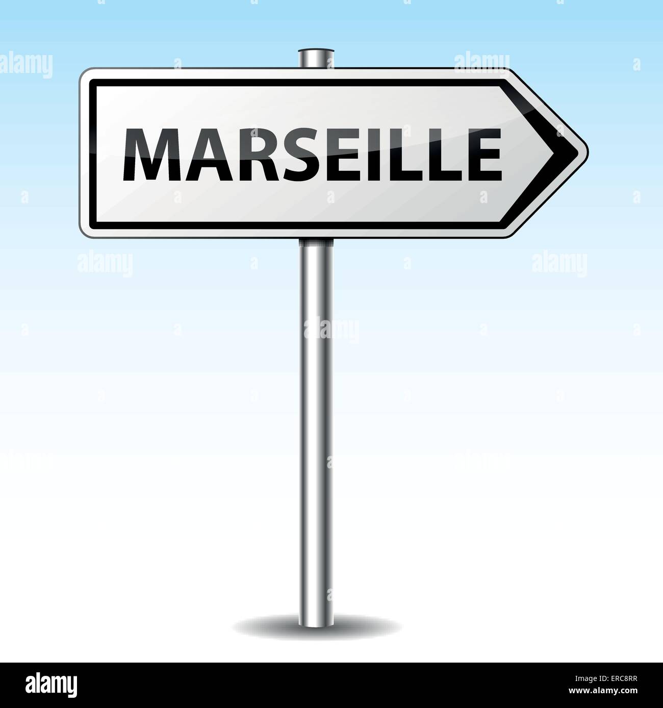 Illustrazione Vettoriale di Marsiglia segno direzionale su sfondo cielo Illustrazione Vettoriale