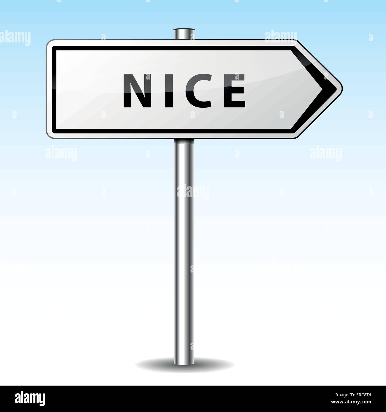 Illustrazione Vettoriale di Nizza segno direzionale su sfondo cielo Illustrazione Vettoriale