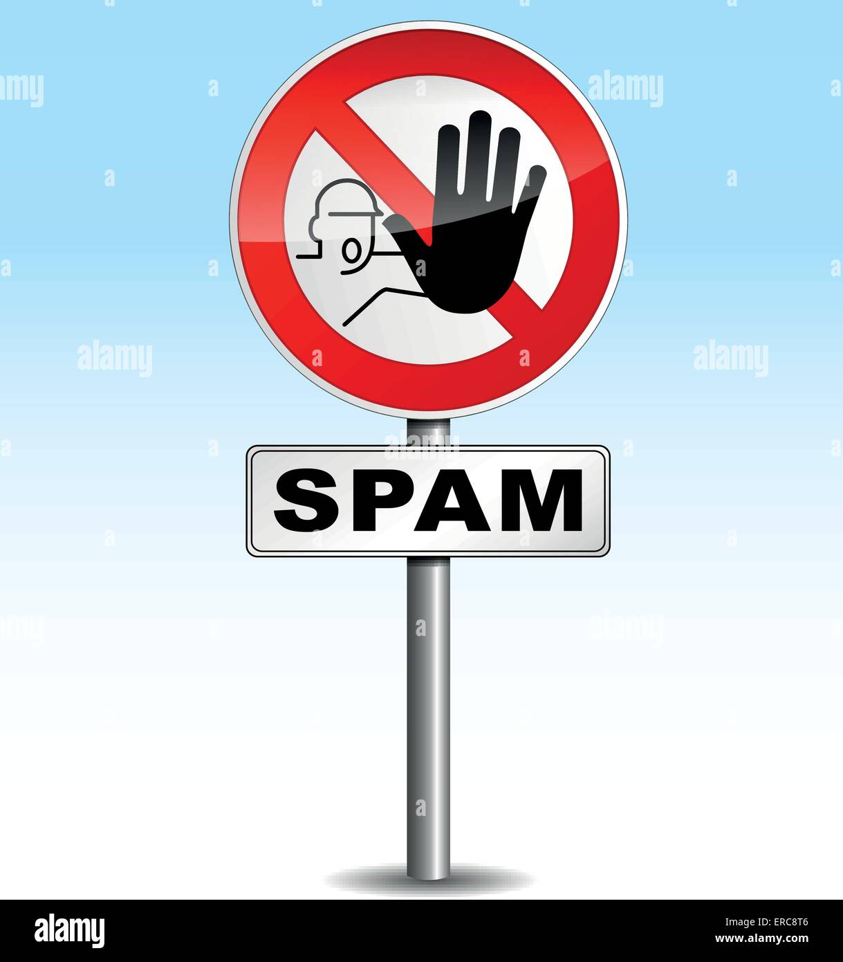 Illustrazione Vettoriale di no spam cartello stradale su sfondo bianco Illustrazione Vettoriale
