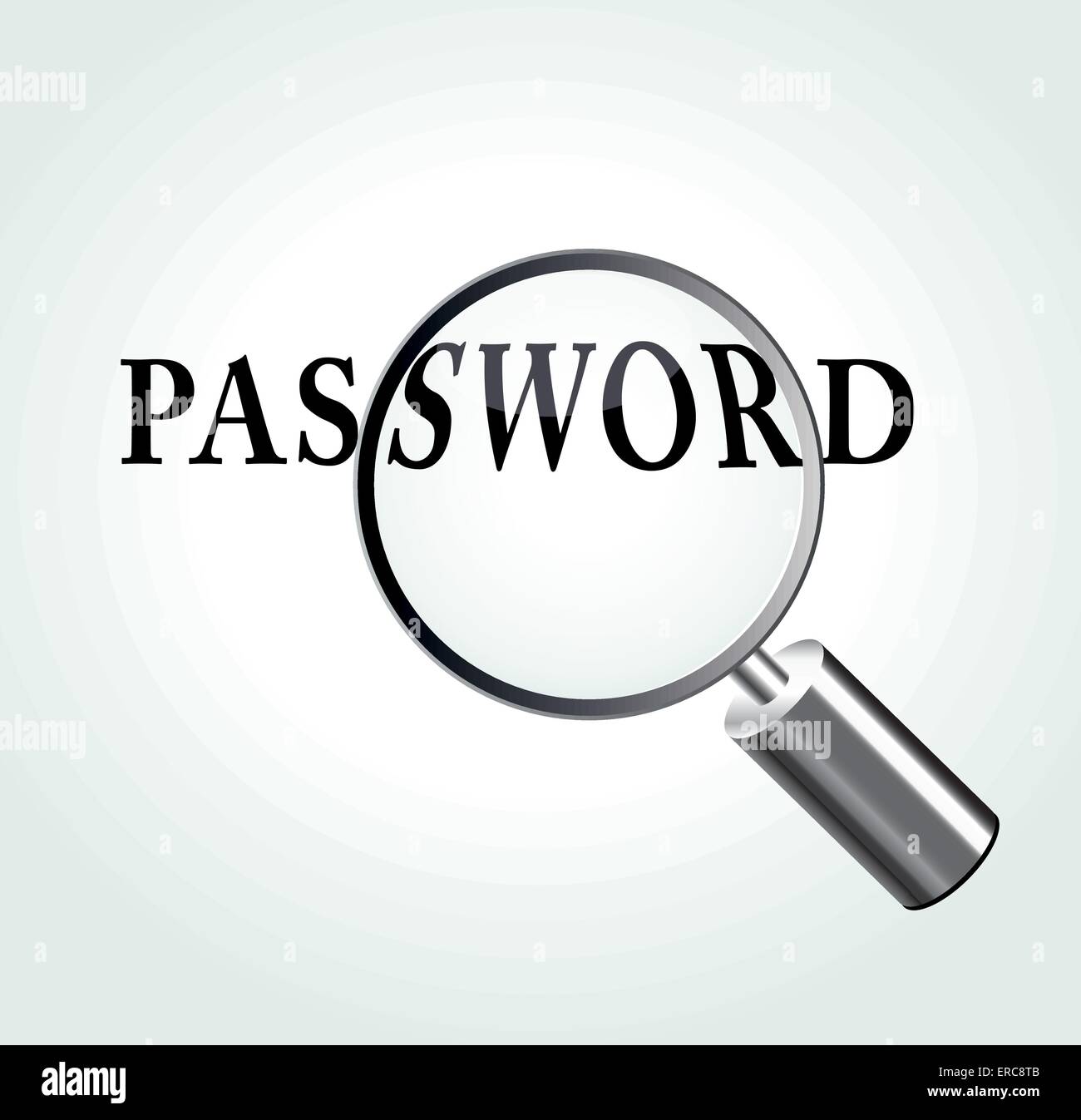 Illustrazione Vettoriale del concetto di password con ingrandimento Illustrazione Vettoriale