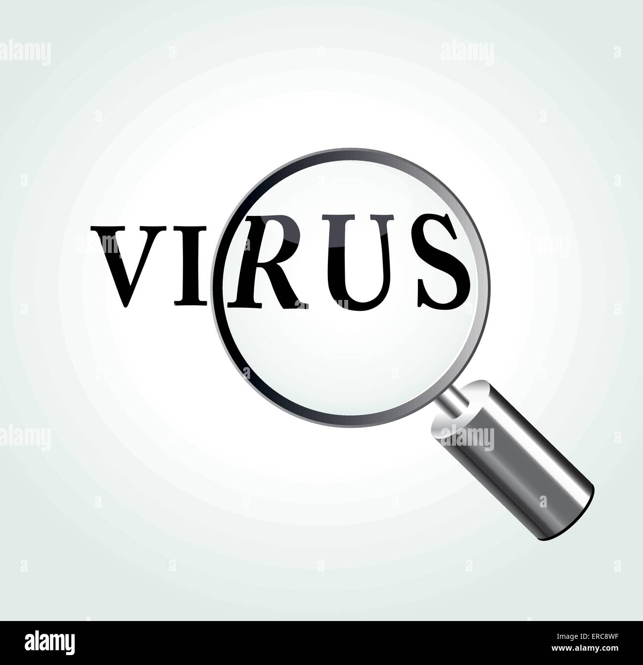 Illustrazione Vettoriale del concetto di virus con ingrandimento Illustrazione Vettoriale