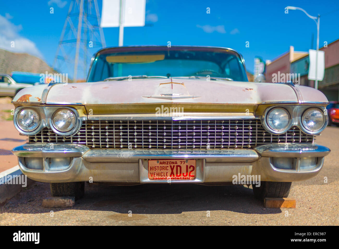 Cadillac, anteriore, della griglia di un American classic car, Bisbee, Arizona, Stati Uniti d'America Foto Stock