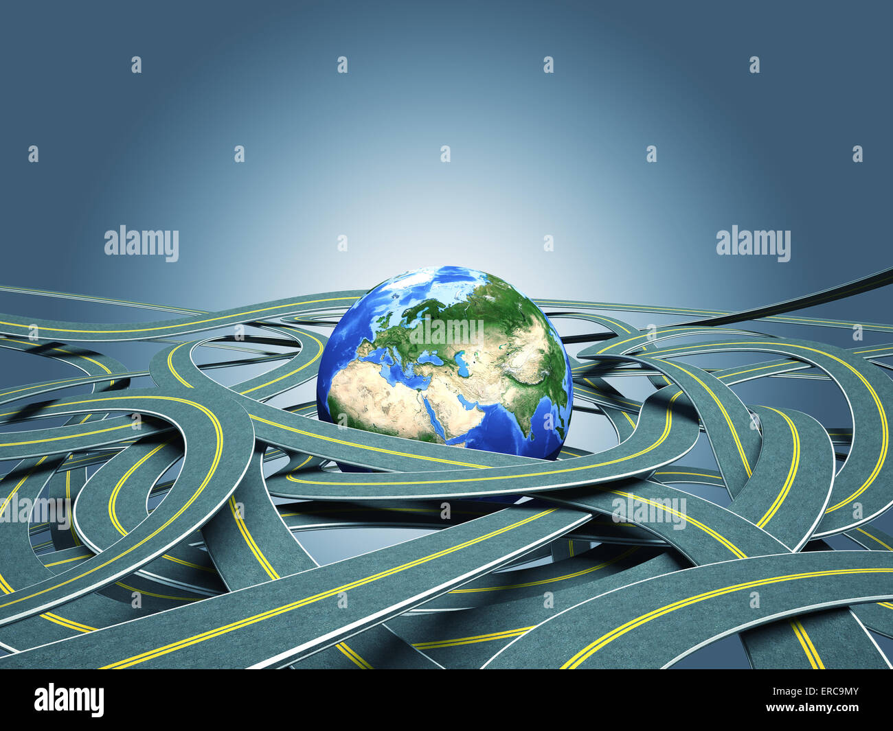 3g mondo globe e strade Foto Stock