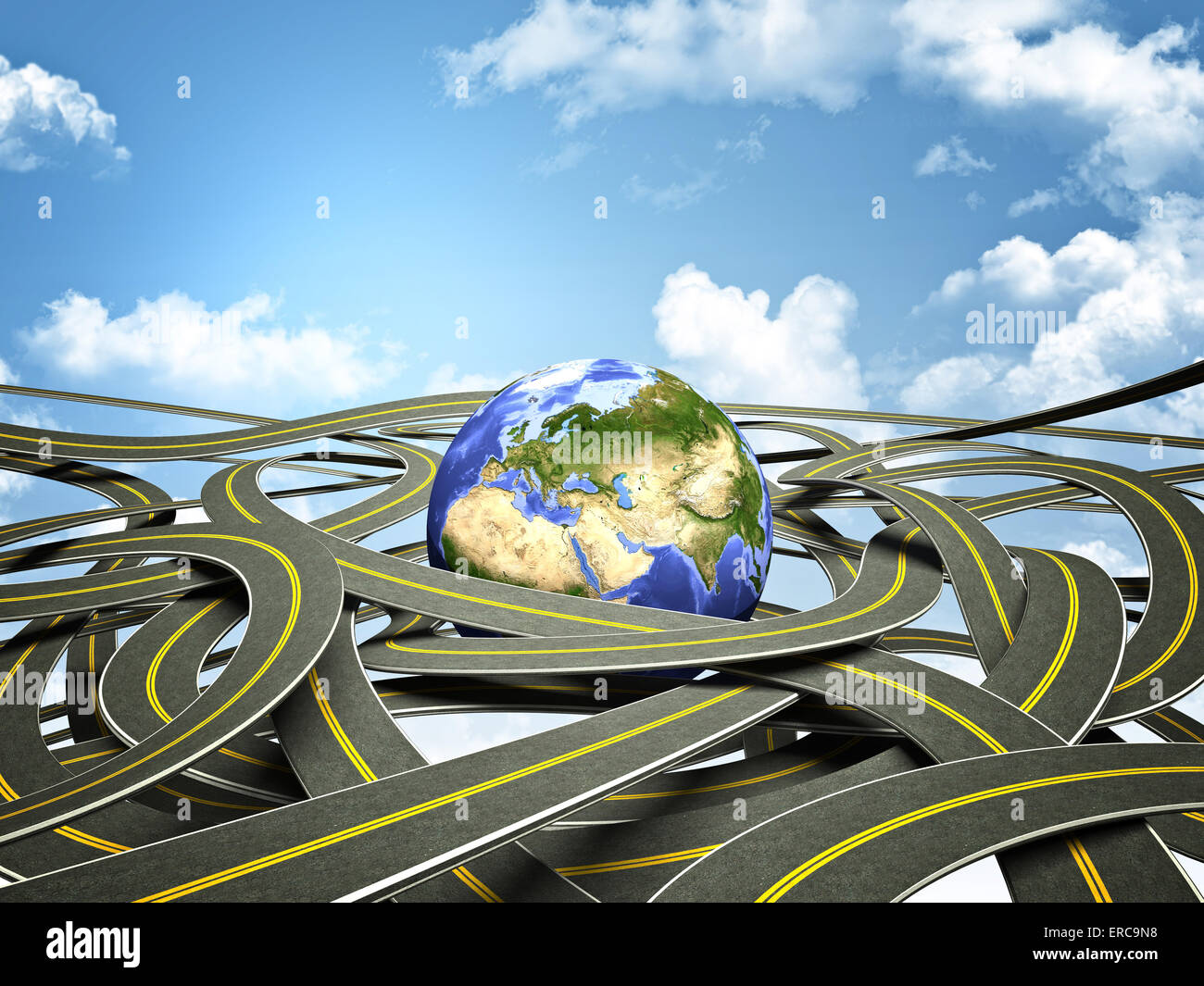 3g mondo globe e strade Foto Stock