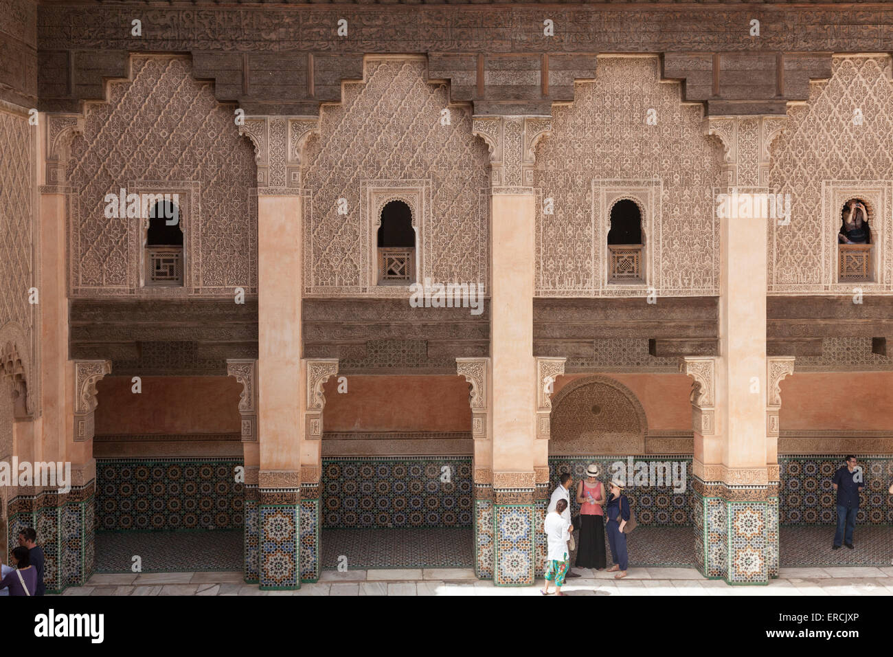 Il Ben Youssef Madrasa era un collegio islamico a Marrakech, Marocco, chiamato dopo il Almoravid sultan Ali ibn Yusuf Foto Stock