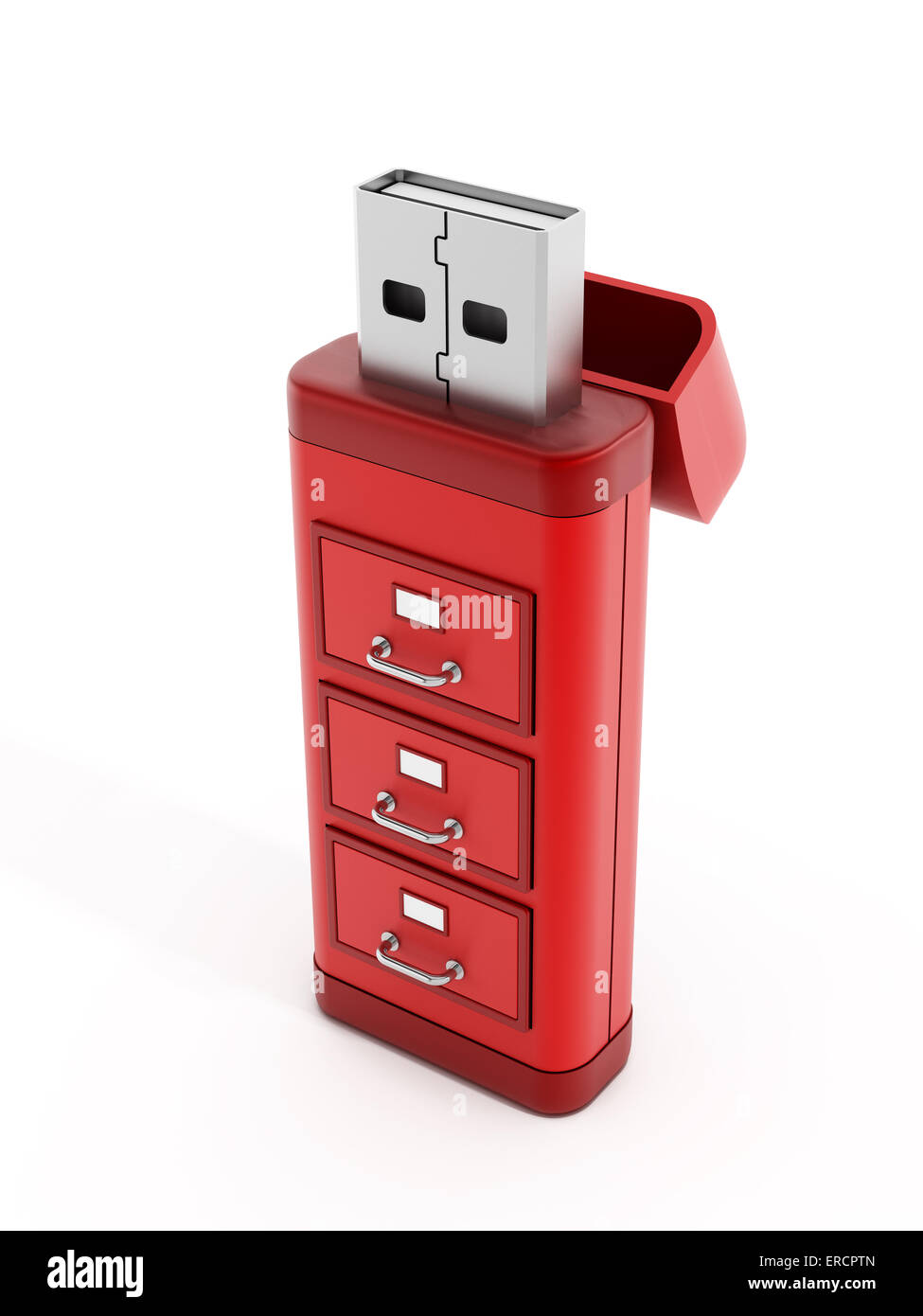 File cassetti rosso sul dispositivo di memorizzazione USB Foto Stock