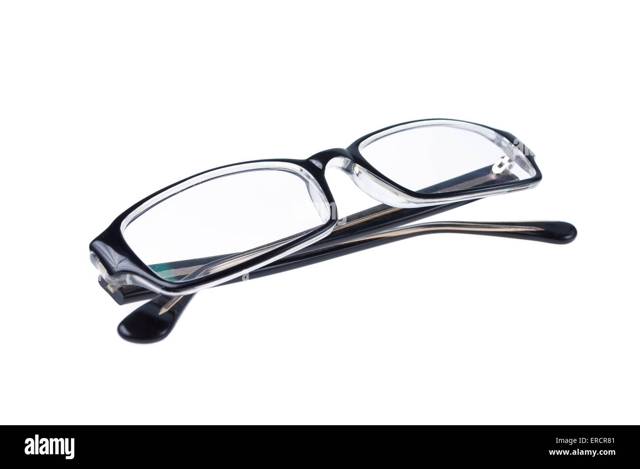 Occhiali isolati su sfondo bianco Foto Stock