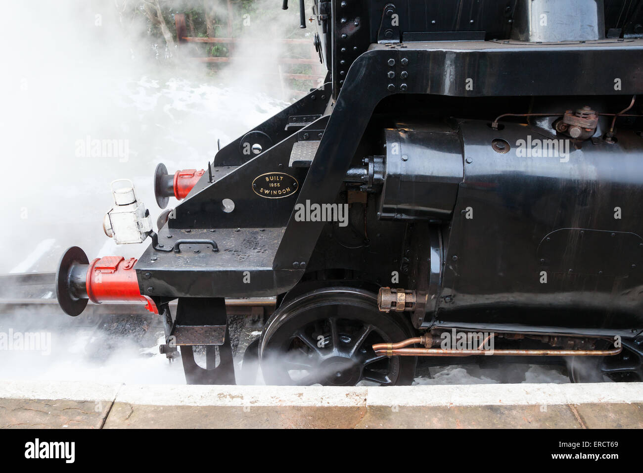 Una locomotiva a vapore a oxenhope stazione sul Keighley & Worth Valley Railway. Foto Stock