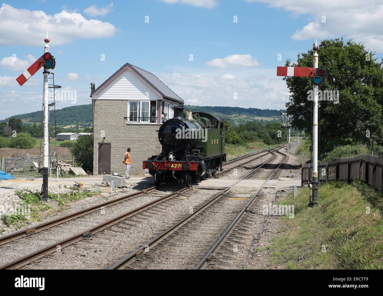 Il Gloucestershire Warwickshire Railway a Cheltenham Race Course station Foto Stock