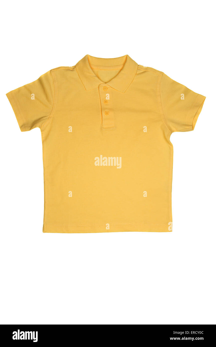 Giallo Maglia polo isolato su sfondo bianco Foto Stock
