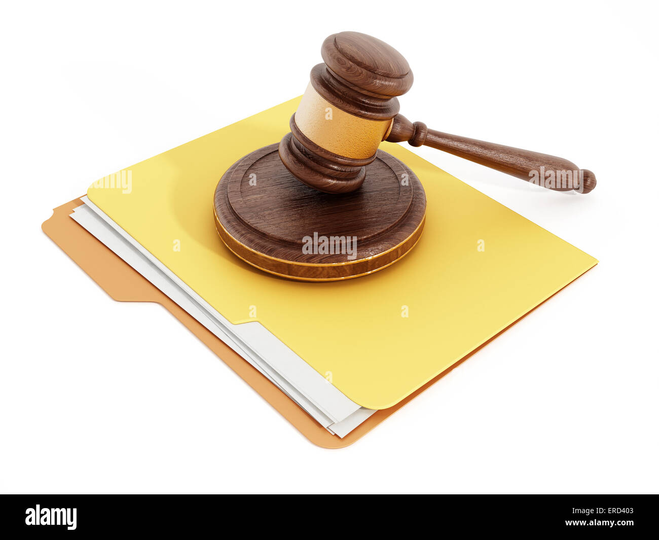 Martello permanente sulla cartella isolato su bianco. Foto Stock