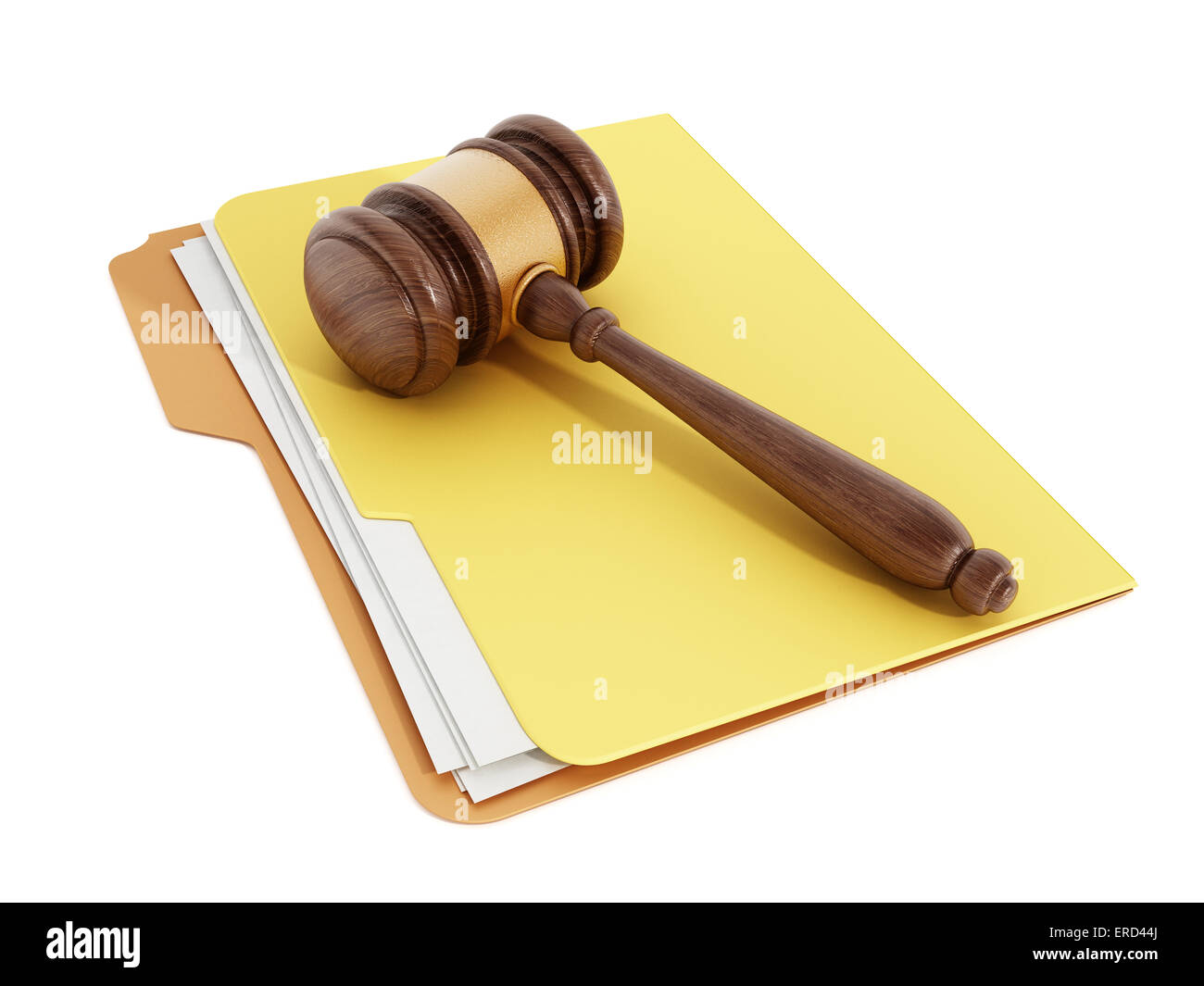 Martello permanente sulla cartella isolato su bianco. Foto Stock