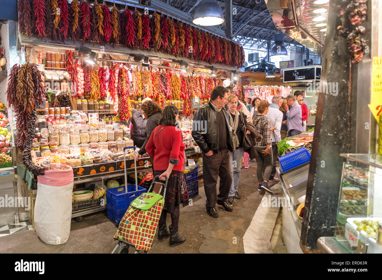 Il mercato della Boqueria, Barcellona, Spagna Foto Stock