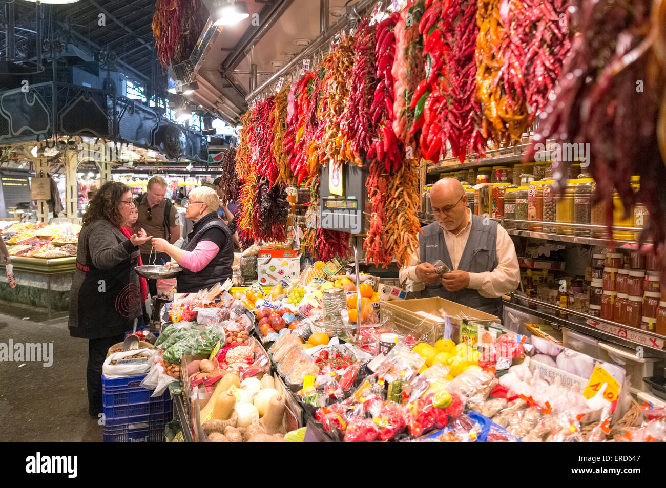 Il mercato della Boqueria, Barcellona, Spagna Foto Stock