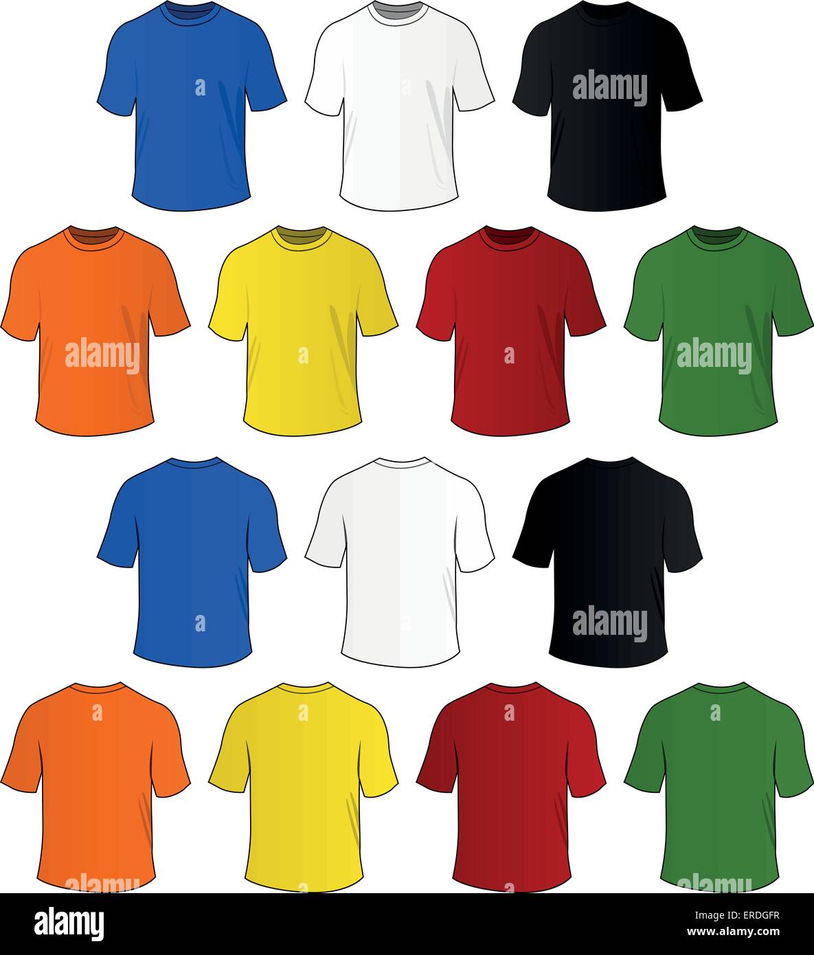 Set di vettore di colorati t-shirt su sfondo bianco Illustrazione Vettoriale