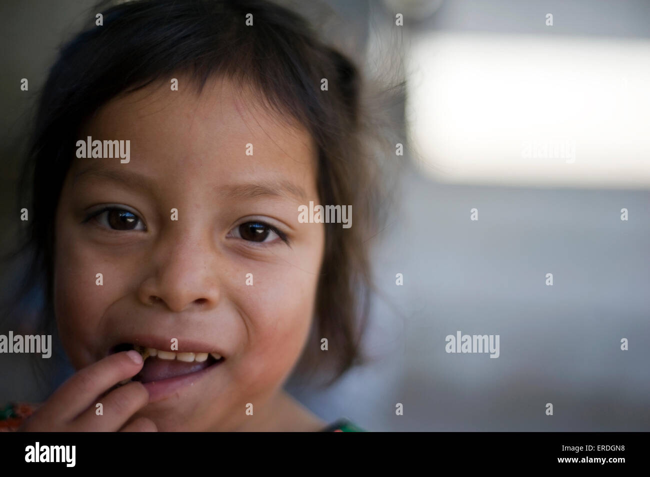 Maya ragazza indigeni in Tierra Linda, Solola, Guatemala. Foto Stock