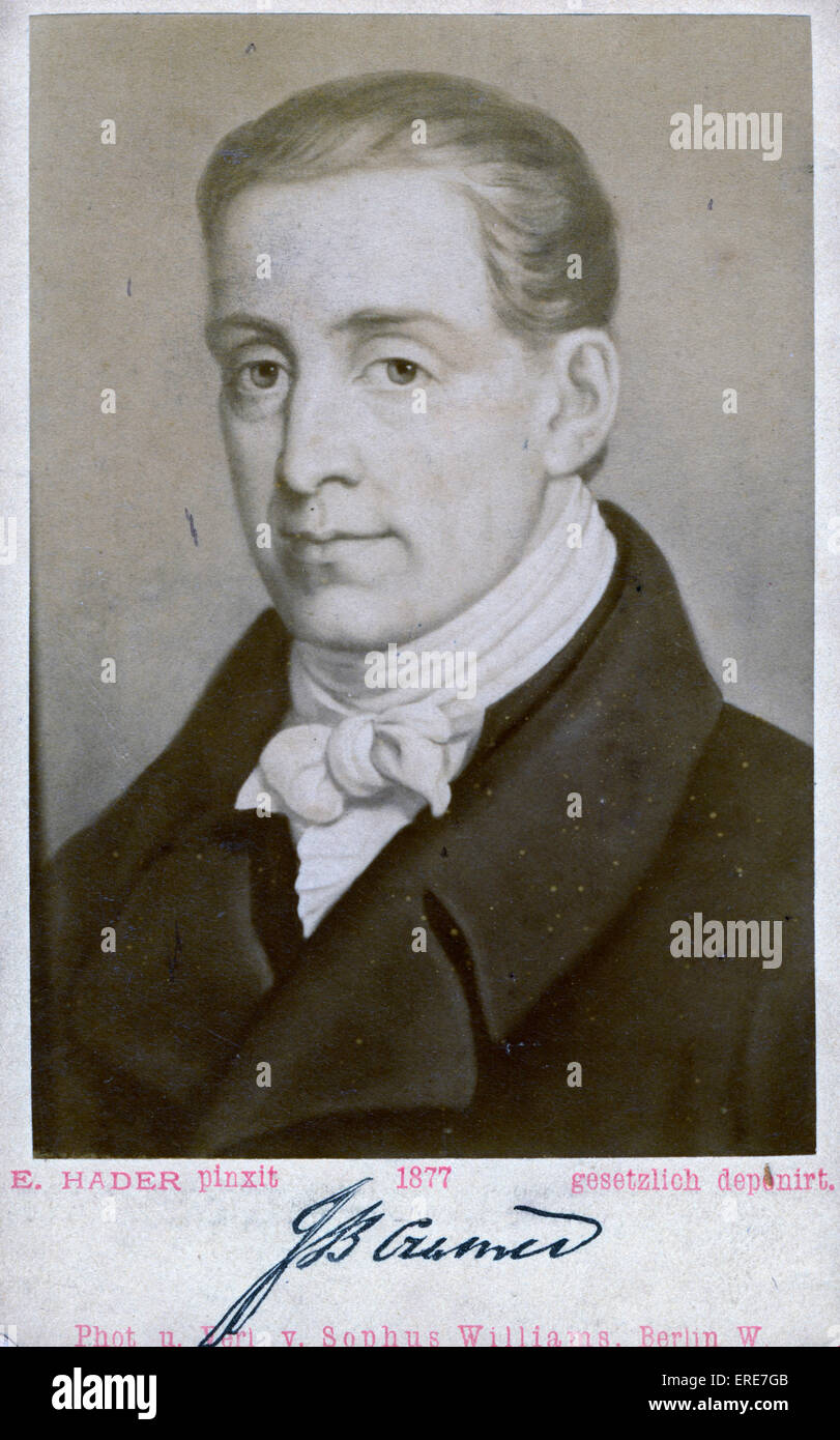 Johann Baptist Cramer ritratto. La riproduzione di un dipinto di E. Hader, 1877. Carte de visite. JBC: musicista inglese, 24 Foto Stock