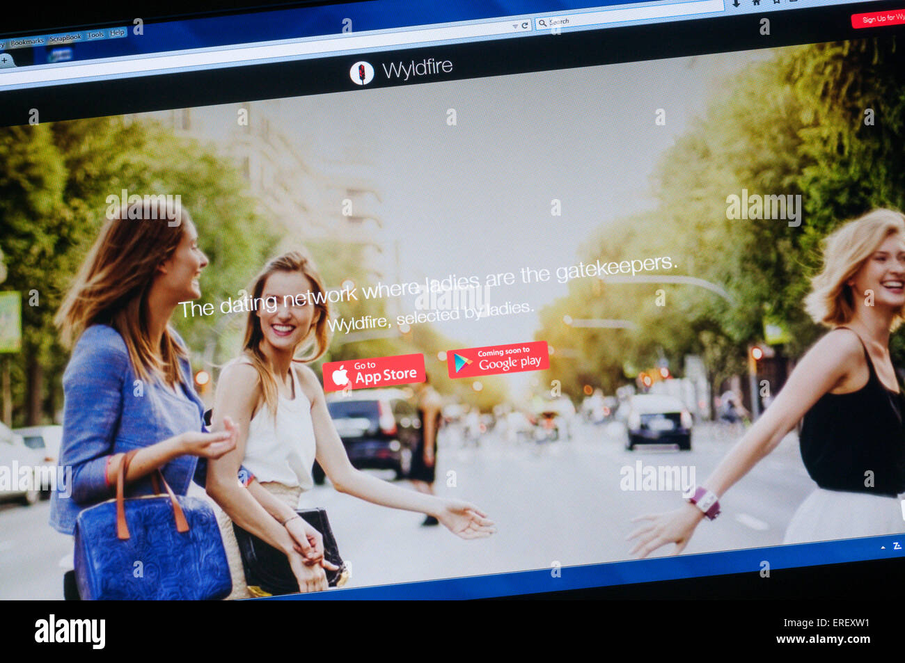 La homepage del sito web per l'Wyldfire dating app. Foto Stock