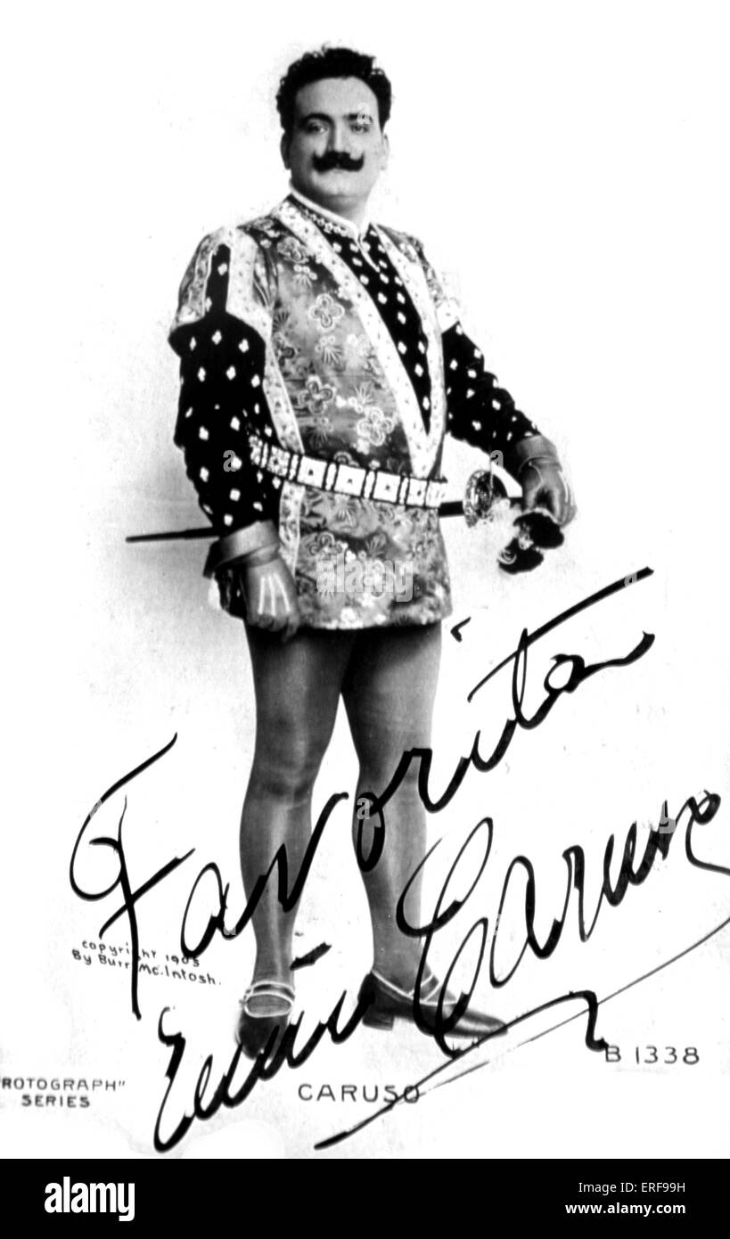 CARUSO, Enrico foto autografata tenore italiano, 1873-1921 Foto Stock